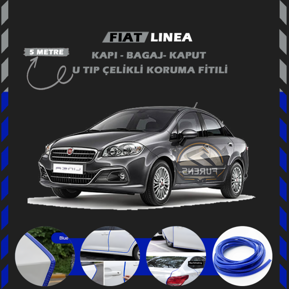 Fiat Linea Oto Araç Kapı Koruma Fitili 5metre Parlak Gri Renk ürün görseli 1