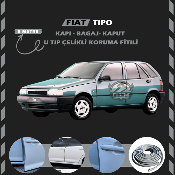 Fiat Tipo Oto Araç Kapı Koruma Fitili 5metre Parlak Gri Renk ürün görseli 1