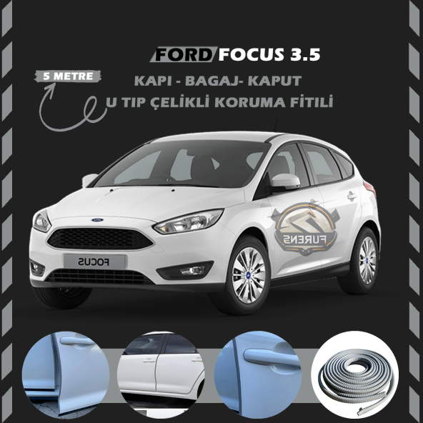 Ford Focus 3.5 Oto Araç Kapı Koruma Fitili 5metre Parlak Gri Renk ürün görseli 1