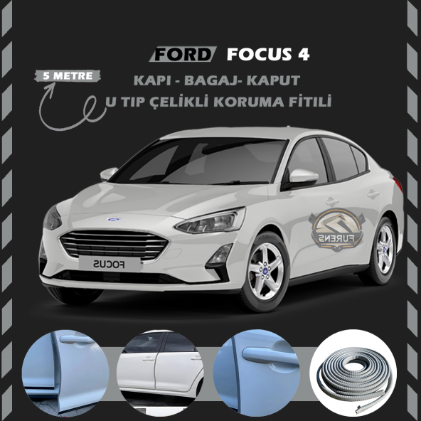 Ford Focus 4 Oto Araç Kapı Koruma Fitili 5metre Parlak Gri Renk ürün görseli 1