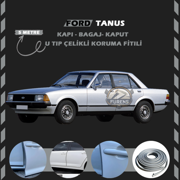 Ford Tanus Oto Araç Kapı Koruma Fitili 5metre Parlak Gri Renk ürün görseli 1