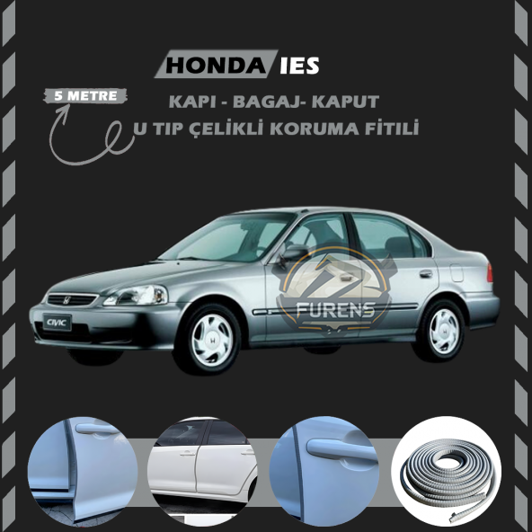 Honda İes Parlak Oto Araç Kapı Koruma Fitili 5metre Parlak Gri Renk ürün görseli 1