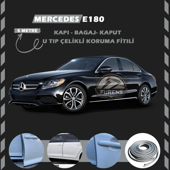 Mercedes E180 Oto Araç Kapı Koruma Fitili 5metre Parlak Gri Renk ürün görseli 1