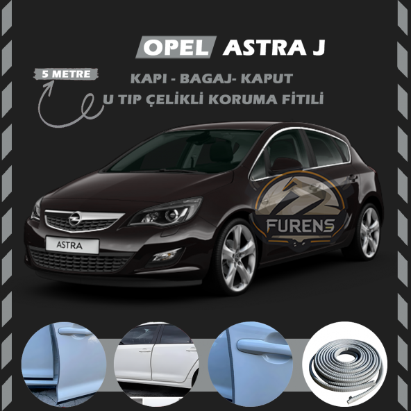 Opel Astra J Oto Araç Kapı Koruma Fitili 5metre Parlak Gri Renk ürün görseli 1
