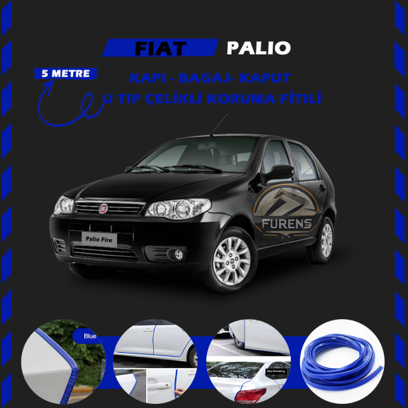 Fiat Palio Oto Araç Kapı Koruma Fitili 5metre Parlak Mavi Renk ürün görseli 1