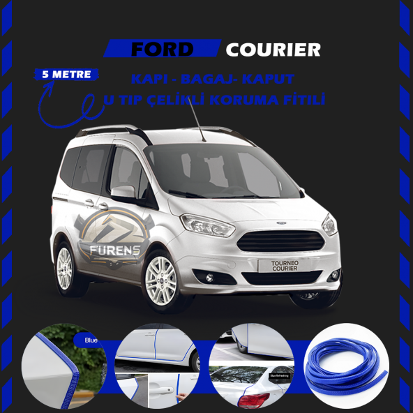 Ford Courier Oto Araç Kapı Koruma Fitili 5metre Parlak Mavi Renk ürün görseli 1