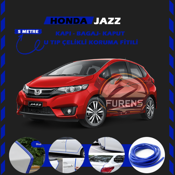 Honda Jazz Oto Araç Kapı Koruma Fitili 5metre Parlak Mavi Renk ürün görseli 1