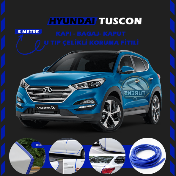 Hyundai Tuscon Oto Araç Kapı Koruma Fitili 5metre Parlak Mavi Renk ürün görseli 1