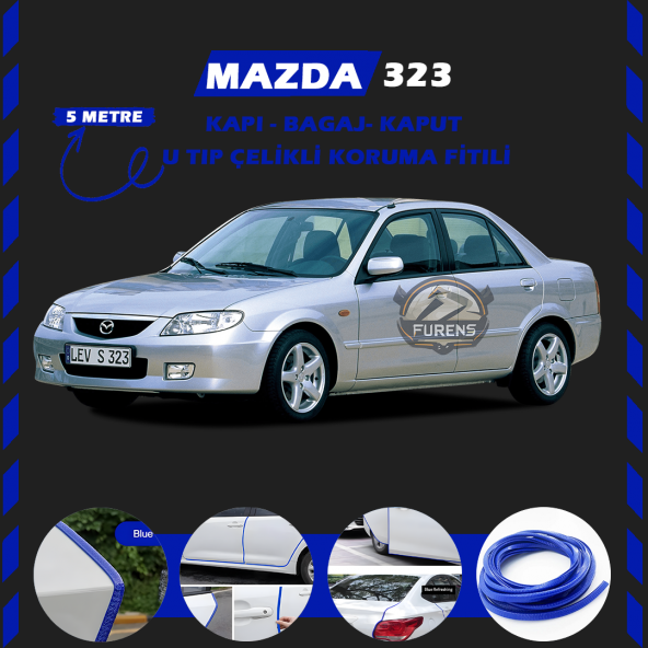 Mazda 323 Oto Araç Kapı Koruma Fitili 5metre Parlak Mavi Renk ürün görseli 1