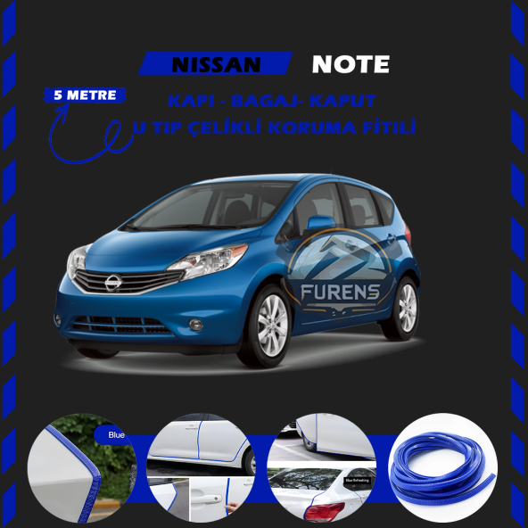 Nissan Note Oto Araç Kapı Koruma Fitili 5metre Parlak Mavi Renk ürün görseli 1