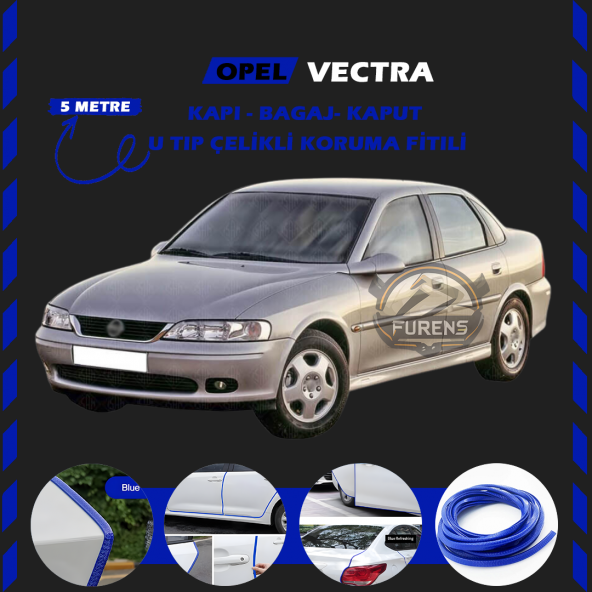 Opel Vectra Oto Araç Kapı Koruma Fitili 5metre Parlak Mavi Renk ürün görseli 1