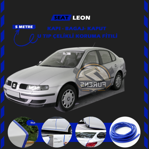 Seat Toledo Oto Araç Kapı Koruma Fitili 5metre Parlak Mavi Renk ürün görseli 1