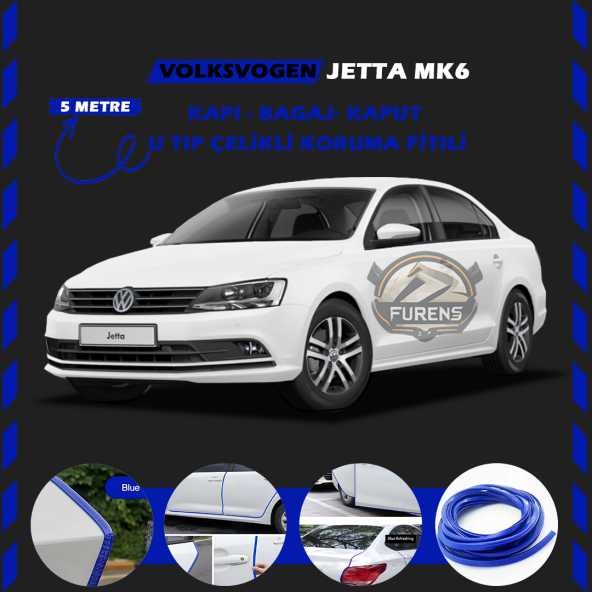 Volksvogen Jetta mk6 Oto Araç Kapı Koruma Fitili 5metre Parlak Mavi Renk ürün görseli 1