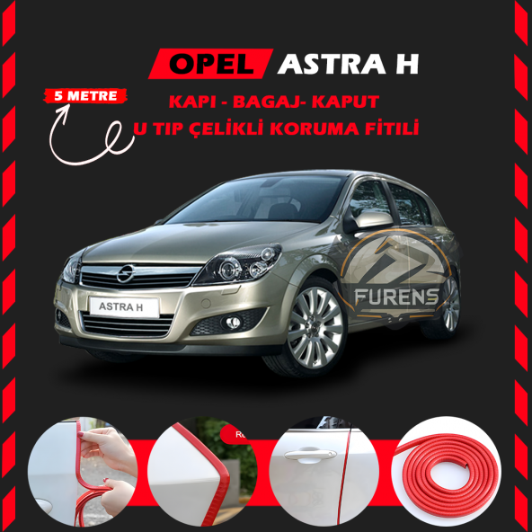 Opel Astra H Oto Araç Kapı Koruma Fitili 5metre Parlak Kırmızı Renk ürün görseli 1