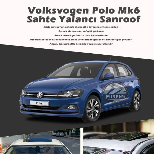 Volksvogen Polo MK6 Parlak Siyah Yalancı Çakma Sahte Sunroof ürün görseli 1