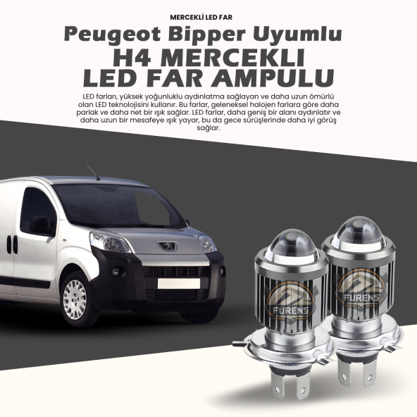 Peugeot Bipper Uyumlu Xenon Mercek Led Uzun - Kısa Çift Renk ürün görseli 1