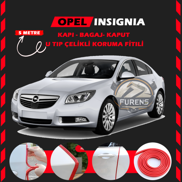 Opel İnsignia Oto Araç Kapı Koruma Fitili 5metre Parlak Kırmızı Renk ürün görseli 1