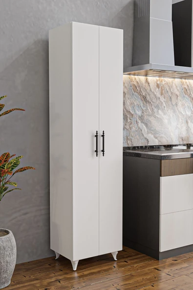 AEKA AE-3085 SELEN ÇOK AMAÇLI DOLAP 7 Raflı, 2 Kapaklı Mutfak Dolabı Kiler Dolabı Banyo Dolabı Beyaz ürün görseli 1