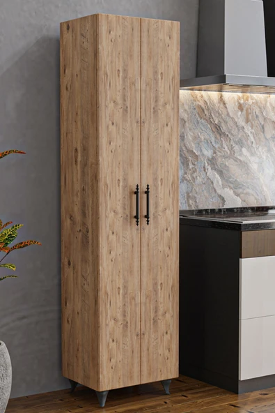 AEKA AE-3085 SELEN ÇOK AMAÇLI DOLAP 7 Raflı, 2 Kapaklı Mutfak Dolabı Kiler Dolabı Banyo Dolabı Çam ürün görseli 1