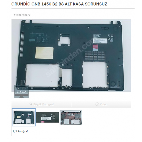 GRUNDİG GNB 1450 B2 B8 ALT KASA SORUNSUZ ürün görseli 1