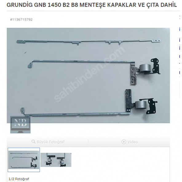 GRUNDİG GNB 1450 B2 B8 MENTEŞE KAPAKLAR VE ÇITA DAHİL ürün görseli 1