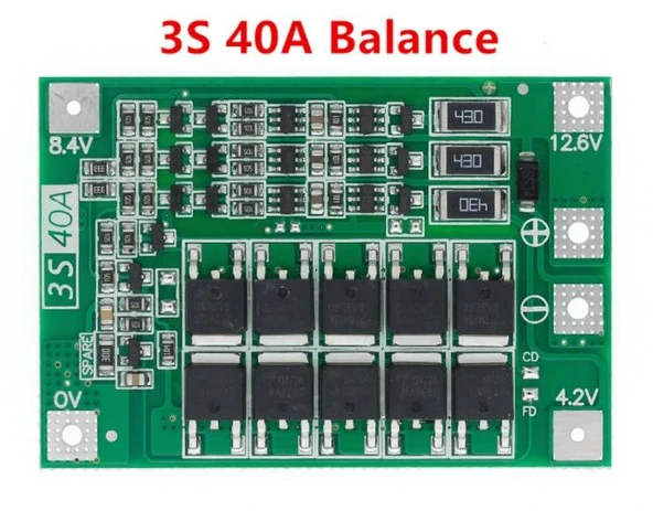 3S 40A BMS 12.6V 18650 Lityum LiPo Pil Şarj Koruma Modülü ürün görseli 1