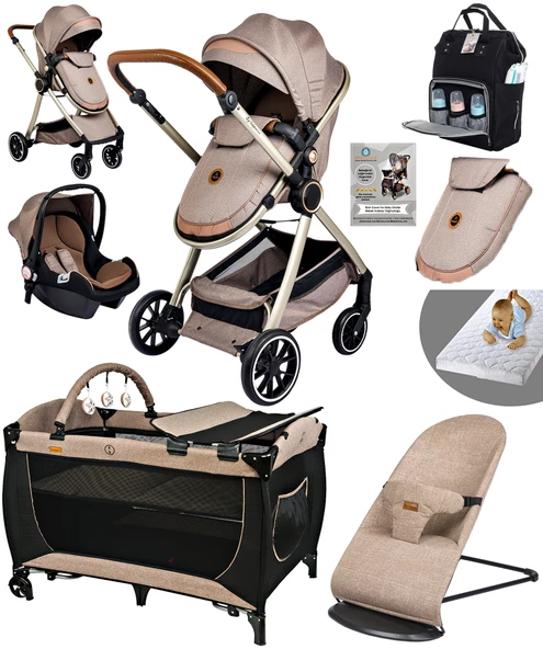 8 In 1 Yeni Doğan Set 990 Travel Sistem Bebek Arabası Lorelli Anne Yanı Beşik Oyun Parkı Yatak  370 Ana Kucağı ürün görseli 1