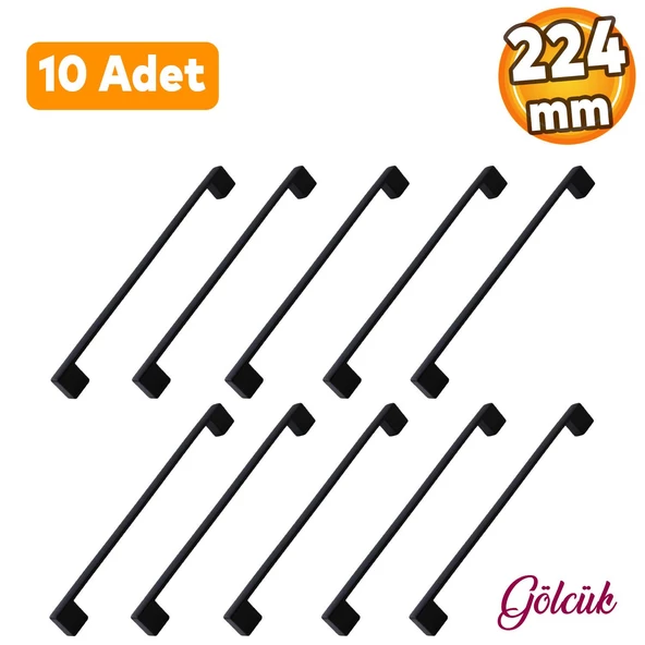 10 Adet Gölcük Düz Siyah Mobilya Mutfak Dolap Çekmece Dolabı Metal Kulpu Kulbu Kulpları 224 Mm ürün görseli 1