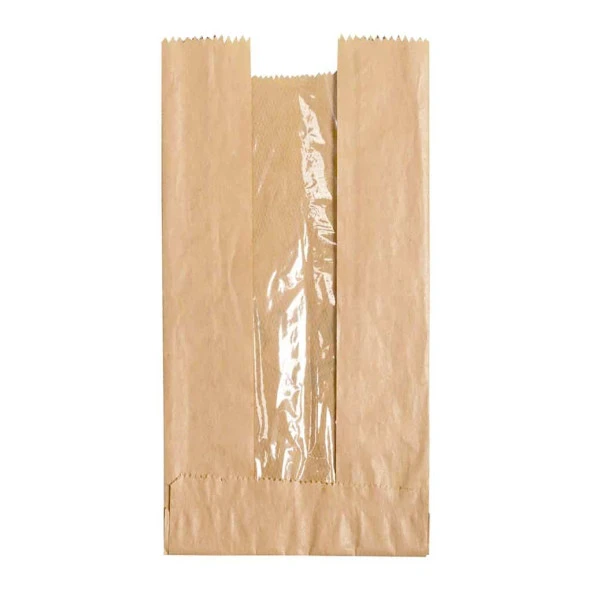 Pencereli Kraft Baget Ekmek Fırın Kese Kağıdı - Orta boy - 15 x 41 Cm. - 0.510 Kg. - 10 Paket ürün görseli 1