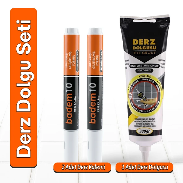 Plus Proline Derz Dolgu 380 Gr Beyaz Kuruyan Su Bazlı Kokusuz Kalıcı Derz Kalemi Beyaz (2'Li SET) ürün görseli 1