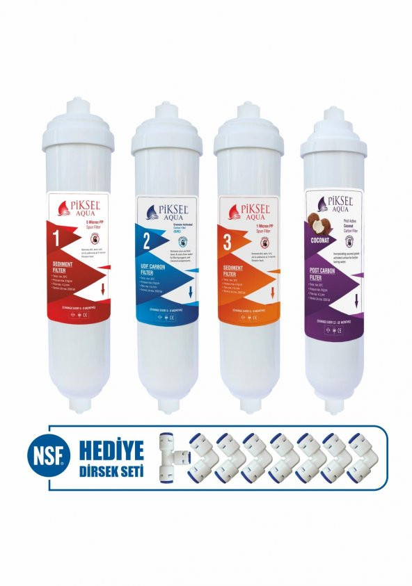 Piksel Aqua Su Arıtma Cihazı 4 lü Filtre Seti Ön Filtreler ve Tatlandırıcı ürün görseli 1