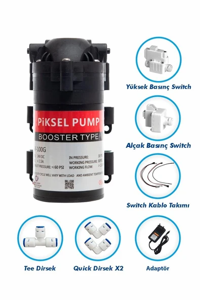 Su Arıtma Cihazı Pompası Pompa Tam Set Alçak Ve Yüksek Basınç Switch'li ürün görseli 1