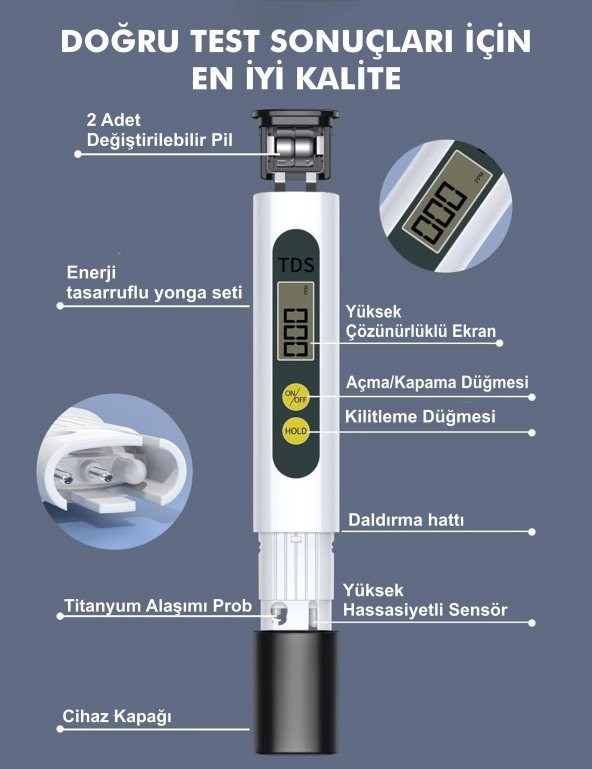 Su Arıtma Cihazı TDS Metre PPM ve Su Sertliği Ölçer ürün görseli 1