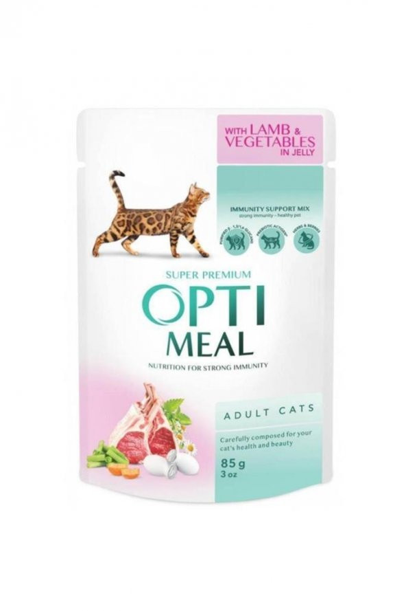 OptiMeal Kuzu Etli Ve Sebzeli Yetişkin Kedi Konservesi 85 gr ürün görseli 1