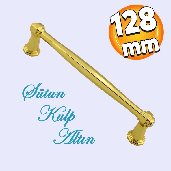 Sütun Mobilya Mutfak Dolabı Çekmece Dolap Kulpu 128 Mm-12.8 Cm Düz Gold Metal Kulpları Kulbu Kulpu ürün görseli 1