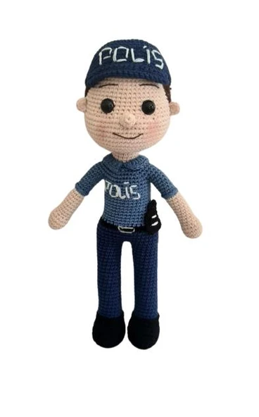 Telsizli Polis Bebek Amigurumi Organik Oyuncak ürün görseli 1
