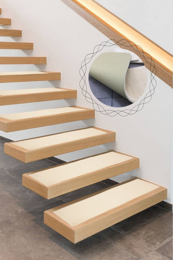 Comfort Vizon (5 Adet) Merdiven Halısı Pufidik Peluş Kaymaz Deri Tabanlı Basamak Paspası ürün görseli 1