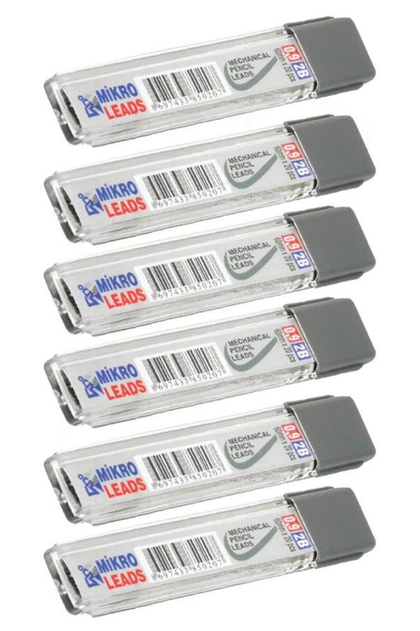 Kalem Ucu 2B 0,9 mm 6 Adet Mekanik Uçlu Otomatik Kurşun Kalem Ucu 2B 60mm x 0,9mm Siyah Mikro Uç Kısa ürün görseli 1