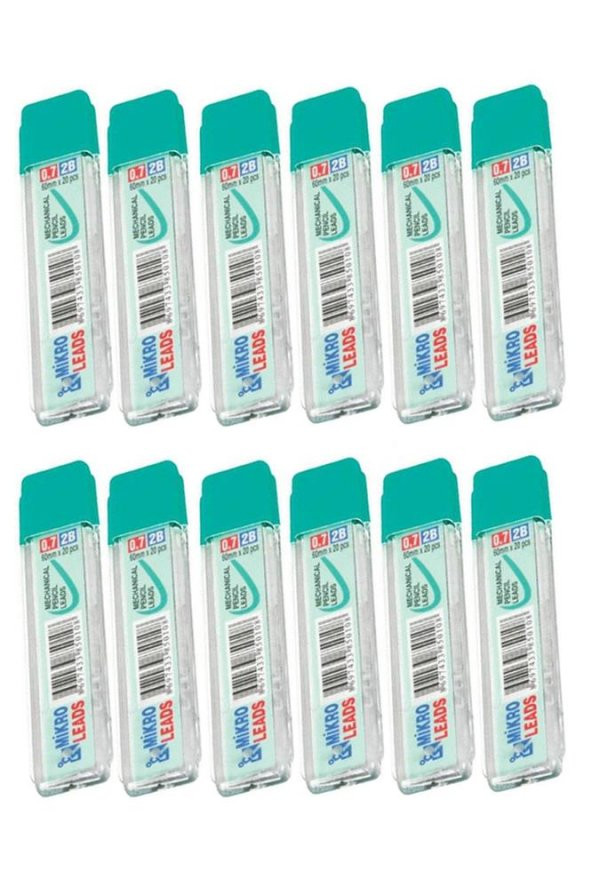 Kalem Ucu 2B 0,7 mm 12 Adet Mekanik Uçlu Otomatik Kurşun Kalem Ucu 2B 60mm x 0,7mm Siyah Mikro Uç Kısa ürün görseli 1