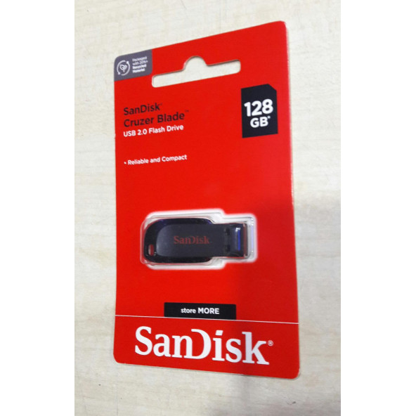 128GB SanDisk Cruzer Blade SDCZ50-128G-B35  Usb 2.0 Flash Bellek ürün görseli 1