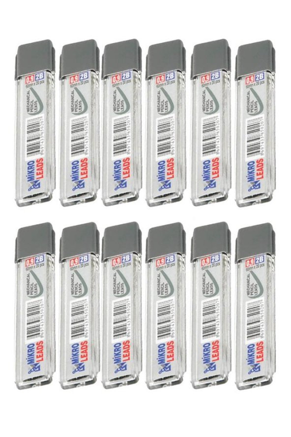 Kalem Ucu 2B 0,9 mm 12 Adet Mekanik Uçlu Otomatik Kurşun Kalem Ucu 2B 60mm x 0,9mm Siyah Mikro Uç Kısa ürün görseli 1