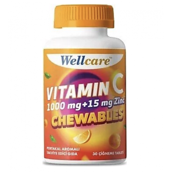 Wellcare Vitamin C 1000 mg Çinko 15 mg 30 Çiğneme Tableti ürün görseli 1