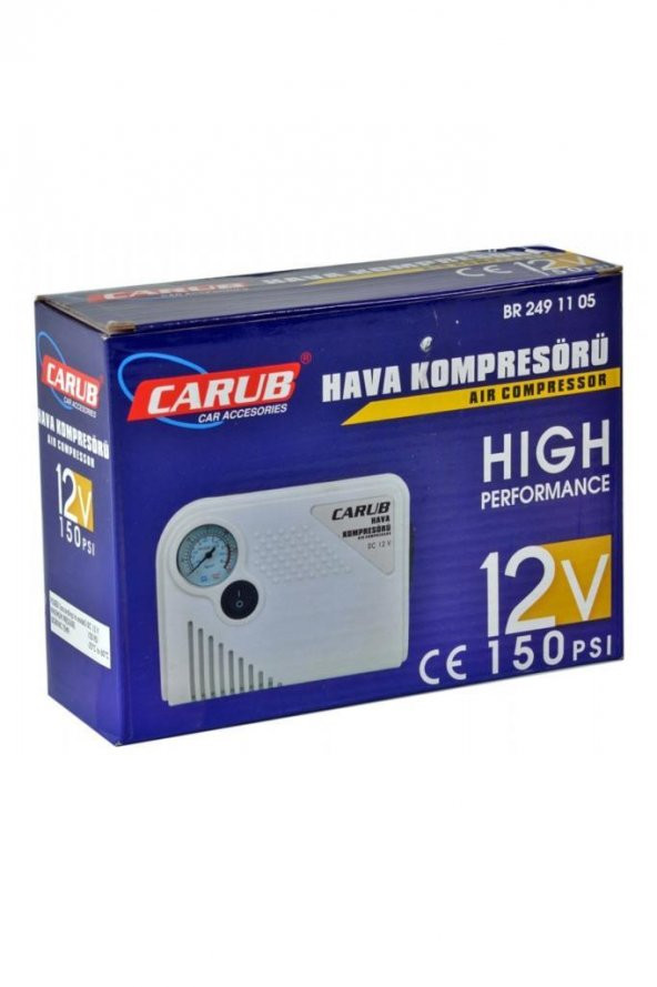 Carub BR2491105 150 PSI Basınçlı Hava Kompresörü Beyaz Mini Hava Pompası ürün görseli 1