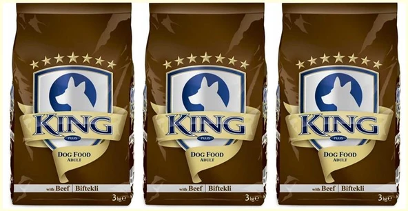 King Biftekli Yetişkin Köpek Maması 3 Kg*3 Adet ürün görseli 1