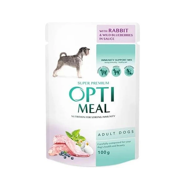 OptiMeal Tavşan Yaban Mersinli Küçük Irk Köpek Konservesi 100 gr ürün görseli 1