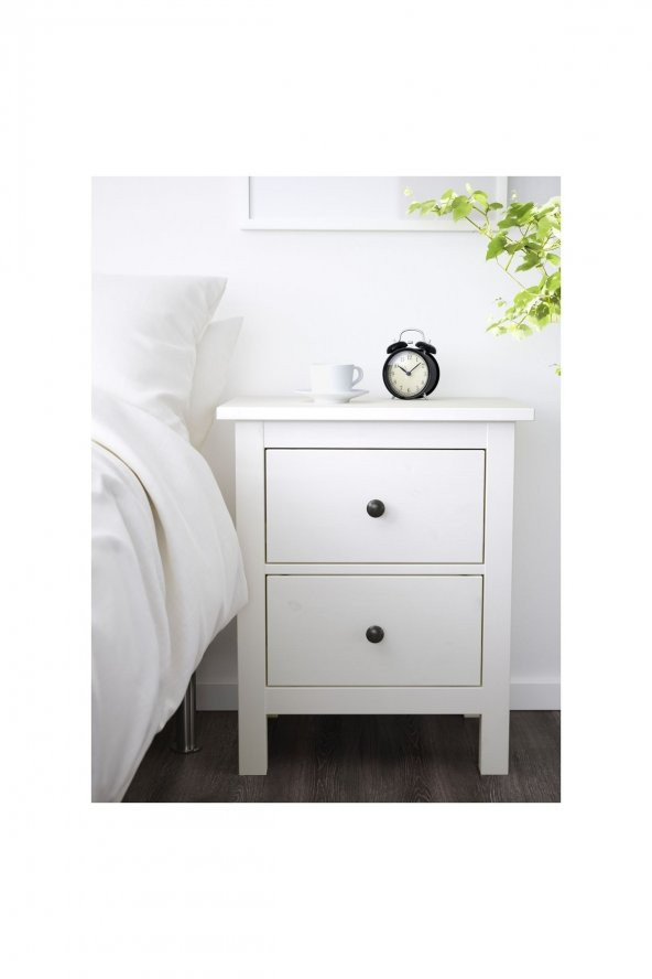 Komodin-Şifonyer HEMNES MeridyenDukkan Beyaz Vernik, 54x66 cm 2 Çekmeceli ürün görseli 1