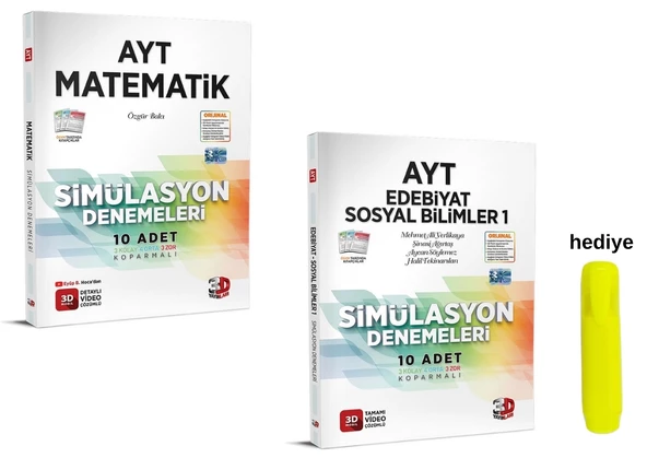 3D Yayınları AYT Eşit Ağırlık Matematik Edebiyat Coğrafya Simülasyon Deneme Seti ürün görseli 1
