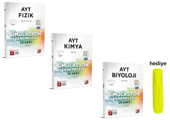 3D Yayınları AYT Fizik Kimya Biyoloji Simülasyon Deneme Seti ürün görseli 1