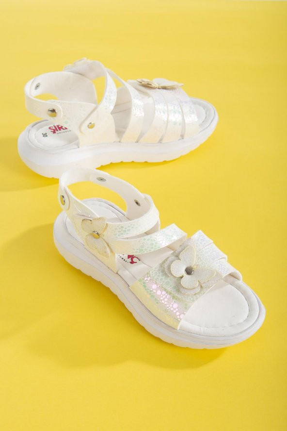 Şirinbebe Şiringenç Kelebek Model Sedef Kız Bebek Çocuk Sandalet ürün görseli 1