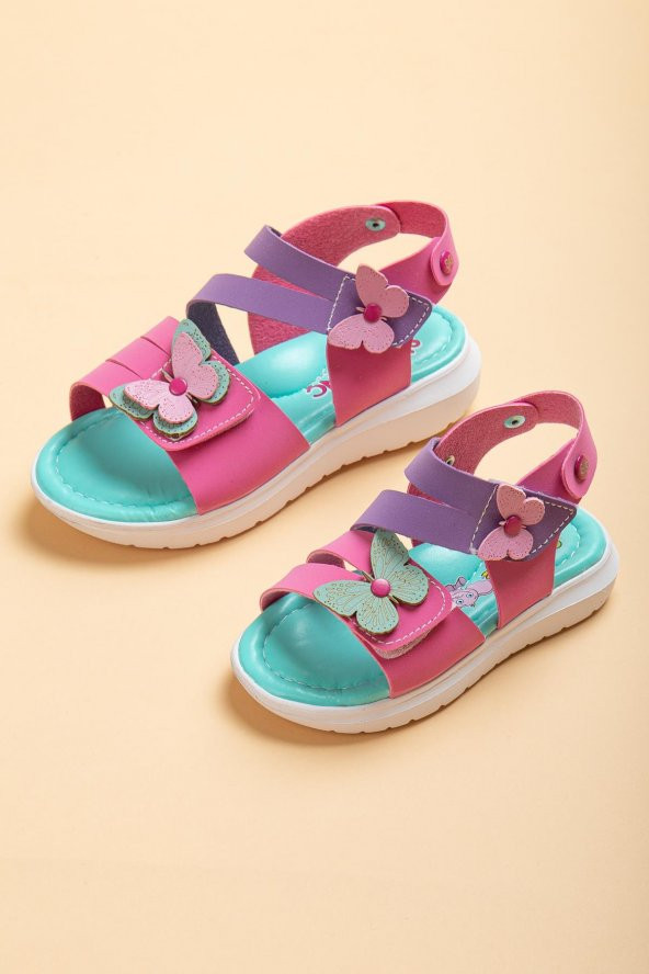 Şirinbebe Şiringenç Kelebek Model Mor Kız Bebek Çocuk Sandalet ürün görseli 1